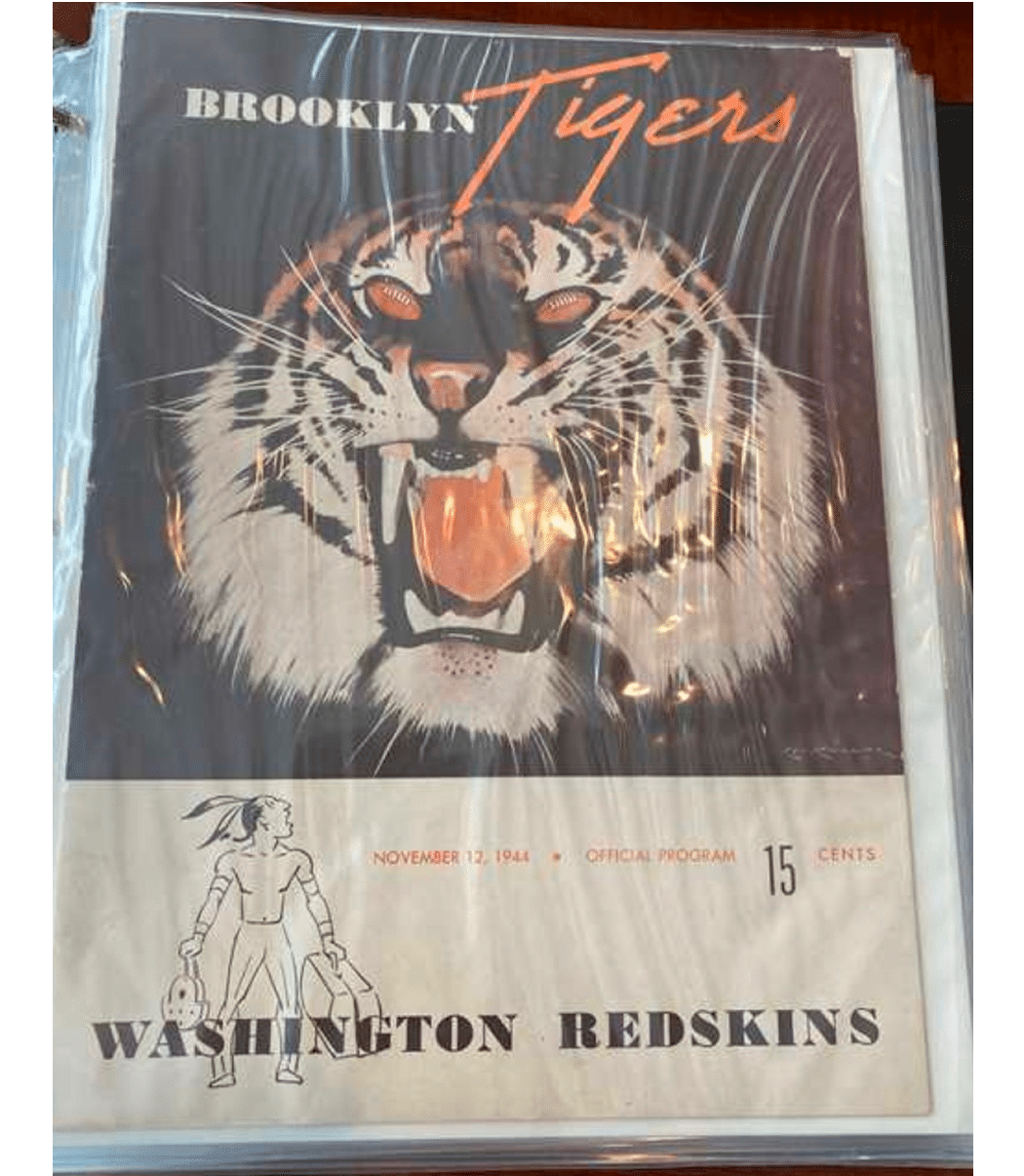 Brooklyn Tigers vs. Washington Redskins Program 11/12/1944
