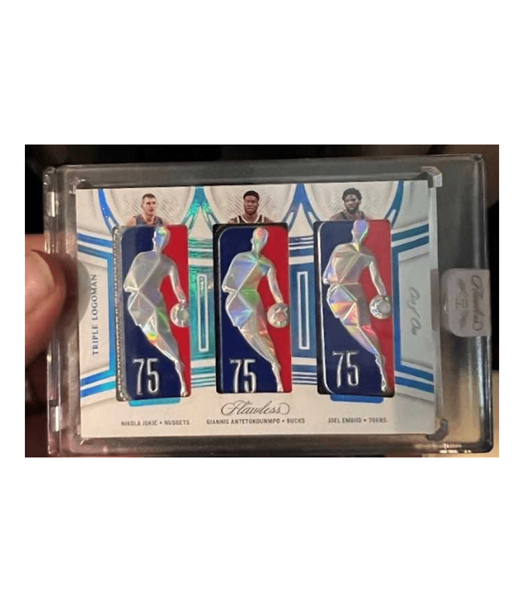 Panini Flawless Triple Logoman #TLM-JAE Jokic/Antetokounmpo/Embiid 1/1